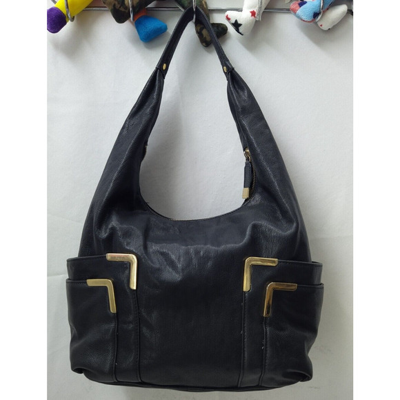 Michael Kors Black Leather Pockets Zipper Closure Hobo Shoulder Bag - Picture 5 of 16